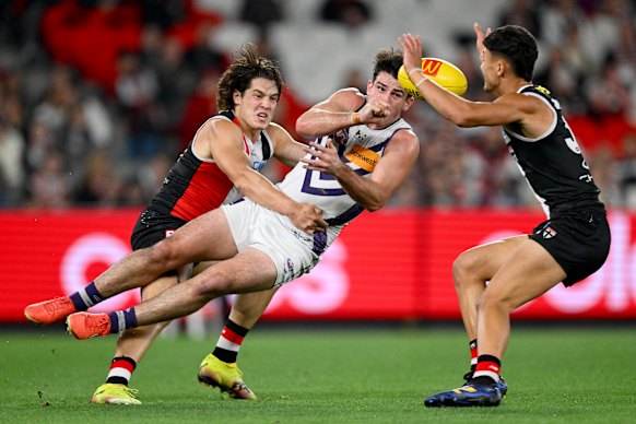 Andrew Brayshaw, like star teammate Caleb Serong, had a quiet night for the Dockers.
