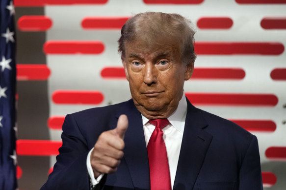 Donald Trump before his speech at the California Republican Party Convention last Friday.