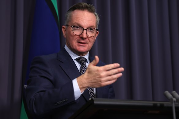Energy Minister Chris Bower speaking to reporters in Canberra today.