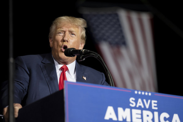 Former president Donald Trump at a rally in Minden, Nevada earlier this month.