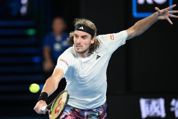 Stefanos Tsitsipas in the 2023 Australian Open final against Novak Djokovic.