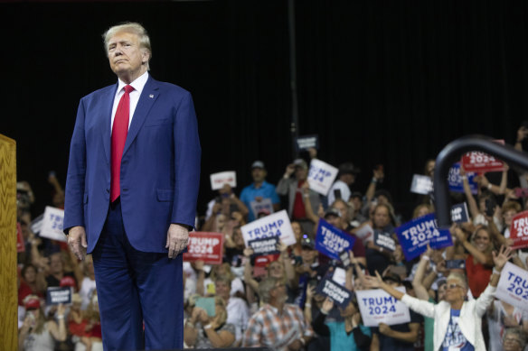 Former president Donald Trump in South Dakota this month. 