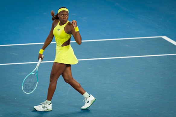 Coco Gauff during the Women’s Singles Second Round match during day four of the 2025 Australian Open.