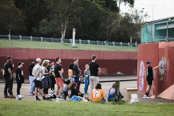 An aerosol masterclass at Ekibin as part of the Brisbane Street Art Festival.