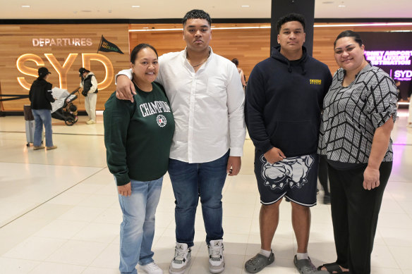 Renee Tuteru with her son Jobe Tuafale (left) and Maria Barrett with her son Daetyn Dean (right).