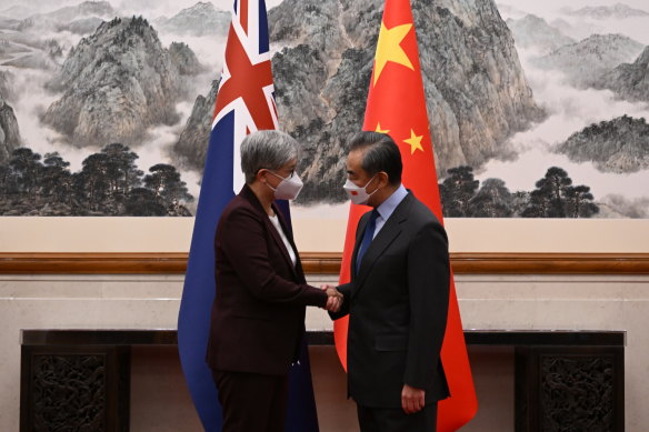 Foreign Minister Penny Wong meets her Chinese counterpart, Wang Yi, during her visit this week.