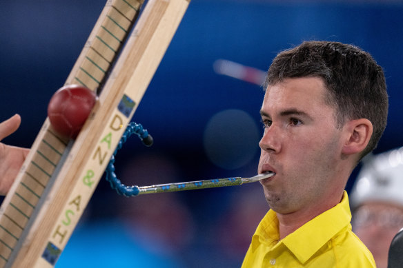 Daniel Michel playing against Scott McCowan in  the bronze medal match on Wednesday. 