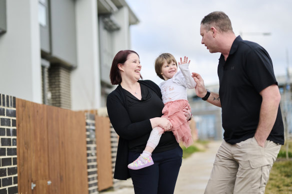 Rachel Anderson and Jason Baker with their daughter, Indiana. “Neither of us would cope mentally with another child,” says Anderson.