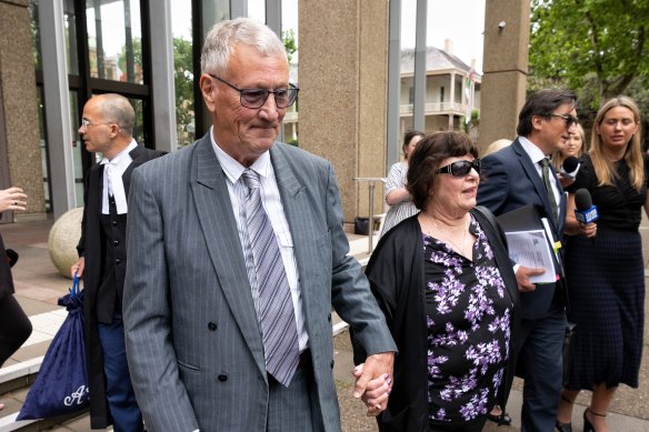 Bill Spedding leaves court on Thursday with his wife Margaret.