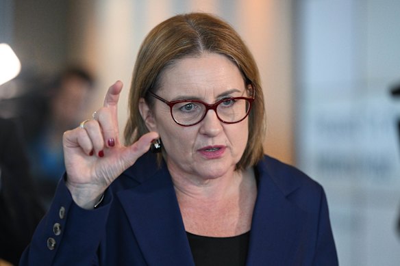 Premier Jacinta Allan in the state budget lock-up on Tuesday.