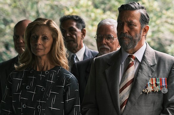 Heather Mitchell and Ciarán Hinds as the older Ella and Dorrigo Evans in The Narrow Road to the Deep North.