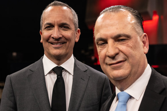 NRL bosses Andrew Abdo and Peter V’landys.