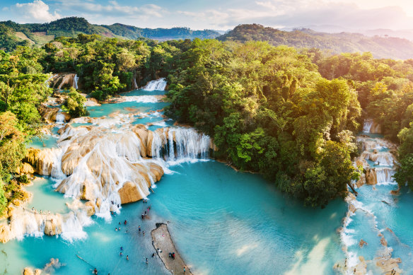 Agua Azul waterfalls in Chiapas, Mexico. 