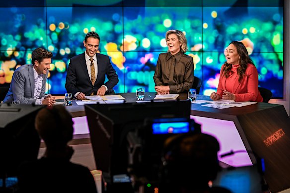 The Project hosts Sam Taunton, Waleed Aly, Sarah Harris and Kate Langbroek on set this week