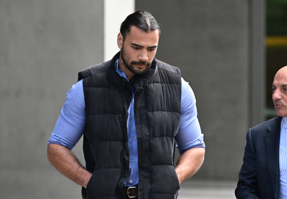 Former NRL player Kayleb Milne leaves Brisbane District Court on Tuesday.