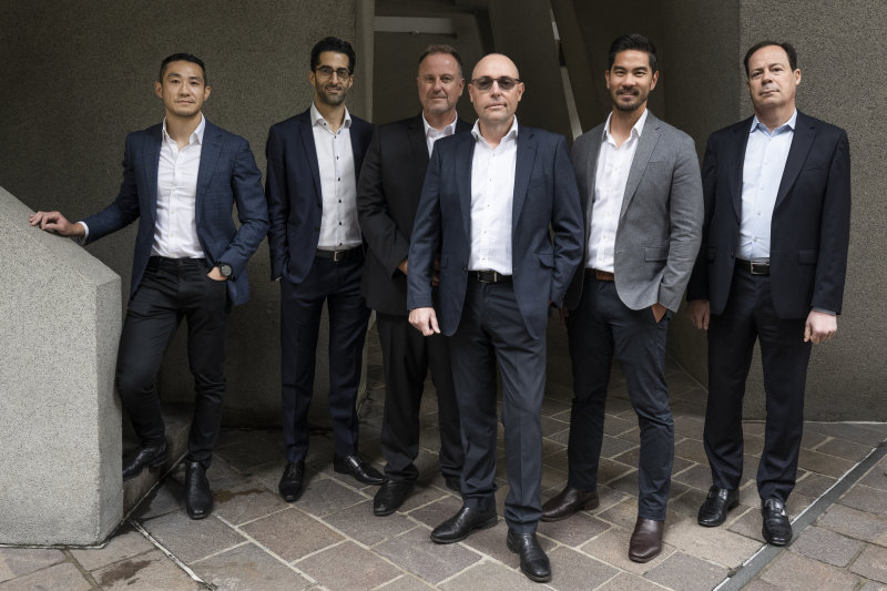 The Apt.Residential management team: Wei Shi (left), Puian Mollaian, Michael Hogg, Matt Carolan, Juey Thanyakittikul and George Confos.