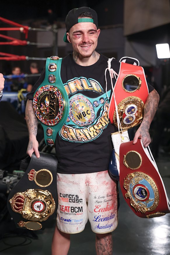 George Kambosos after winning the lightweight title in New York.