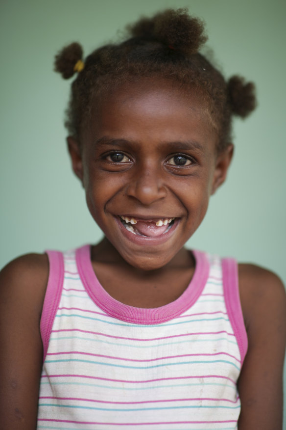 Linda, 7, during her visit to Port Moresby's Six Mile Clinic to receive her tuberculosis treatment.