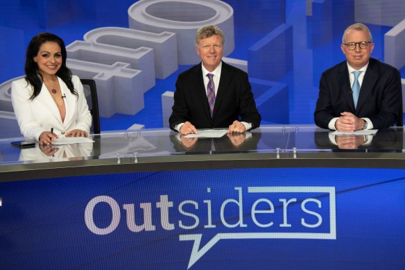 Rita Panahi, Rowan Dean and James Morrow, the hosts of the Sky News program Outsiders.