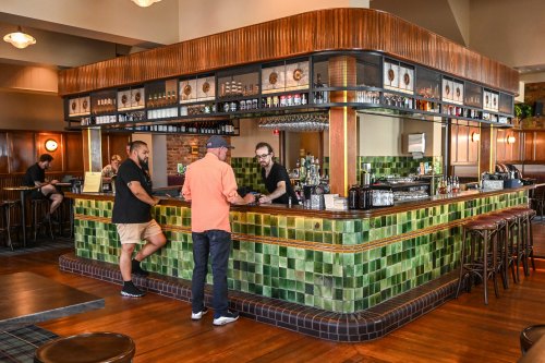The pub’s central U-shaped bar.