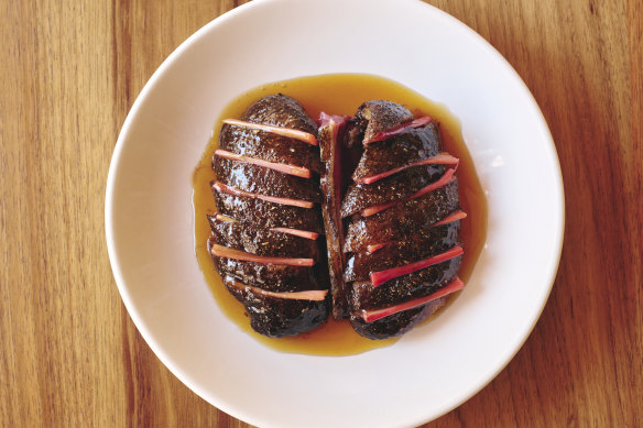 Go-to dish: Duck on the crown with rhubarb and fish-sauce caramel.