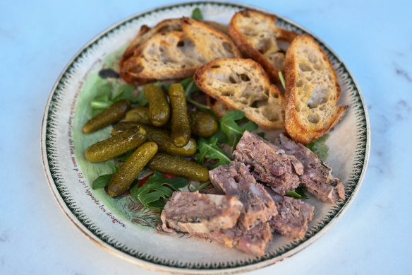 Made in-house, the chunky duck, pork and chicken terrine is a highlight of the snacky menu.