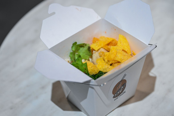 The tofu version has a pinky colour.