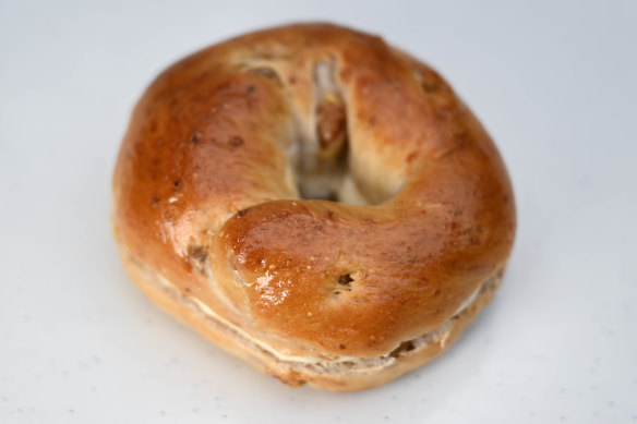 “Onion bagel” is fluffy walnut bread stuffed with caramelised onion and cream cheese sweetened with condensed milk.