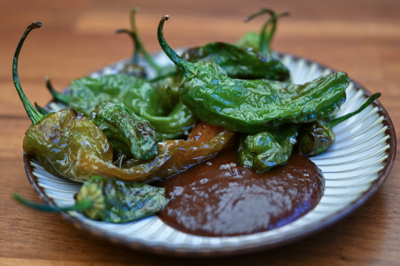 Fried peppers with chamoy.