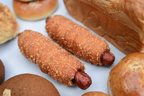 Go-to snack: Fried sausage roll (centre).