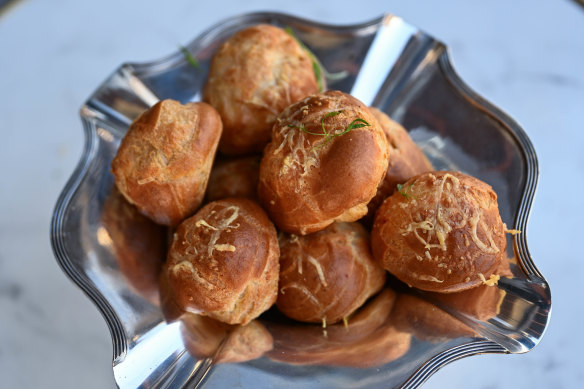 Gougeres, puffs of cheesy choux pastry, are a perfect foil for a glass of bubbles.