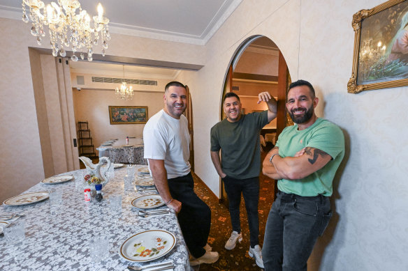 In the soon-to-open upstairs dining room are Joe Salanitri, Carlo Salanitri and Andrew Manfre.
