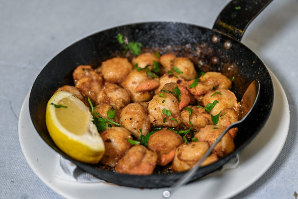 Pan-fried scallops.