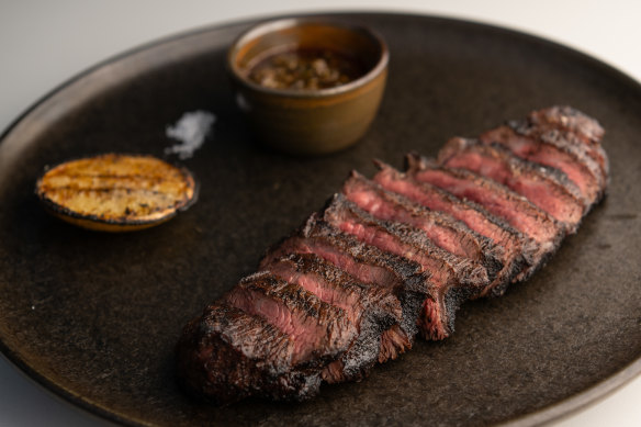 The 275-gram Tajima wagyu picanha steak, served with chimichurri sauce.