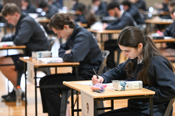 Bentleigh Secondary College students sit the VCE English exam on October 29.
