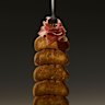 This pink goo is mixed with butter, shallots and brandy to make a parfait, and combined with fava bean protein and coconut oil to make lobes that resemble foie gras.