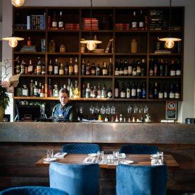 The dining room and bar. 