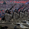 Chinese soldiers stage a united show of force at the 70th Anniversary of the founding of the People’s Republic of China in 1949.