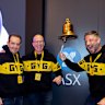 Guzman y Gomez co-founder Robert Hazan (centre) with co-CEOs Hilton Brett (left) and Steven Marks float the company on the ASX.