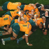 The Wallabies and All Blacks doing battle in Melbourne in 2022.