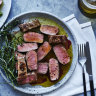 Lamb backstraps with rosemary butter.