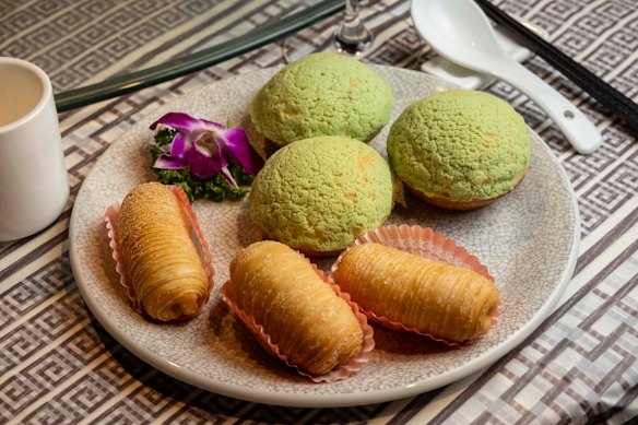 Avocado pork buns and durian puffs wrapped in spiral pastry inspired by Lune Croissanterie.