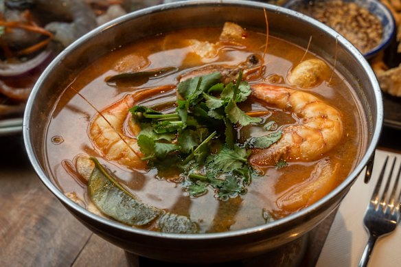 Tom yum with seafood.