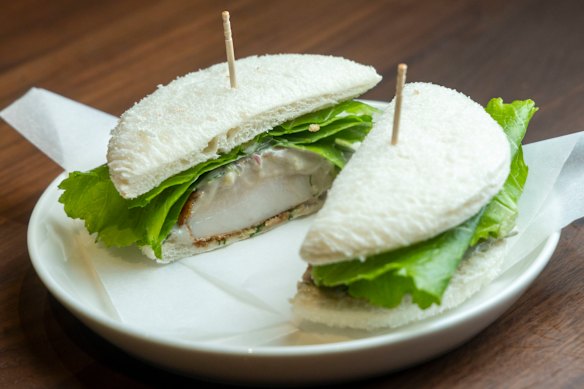 Abalone sandwich with anchovy mayo.
