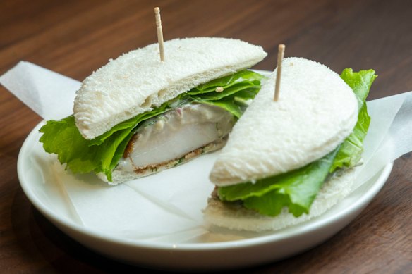 Sandwich abalone with mayo anchovy.
