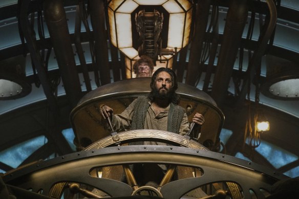 Shazad Latif as Captain Nemo aboard the stolen submarine Nautilus.
