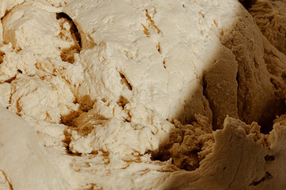 Thick dough used to make the pizza bases.