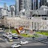 An artist impression of a memorial to workers killed at work to be installed at the corner of Russell Street and Victoria Street near RMIT.