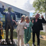 Music legend Michael Gudinski immortalised in statue at Rod Laver Arena