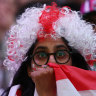 England fans watch the UEFA EURO 2024 semi-finals match between England and Netherlands at Boxpark Croydon in London, England.